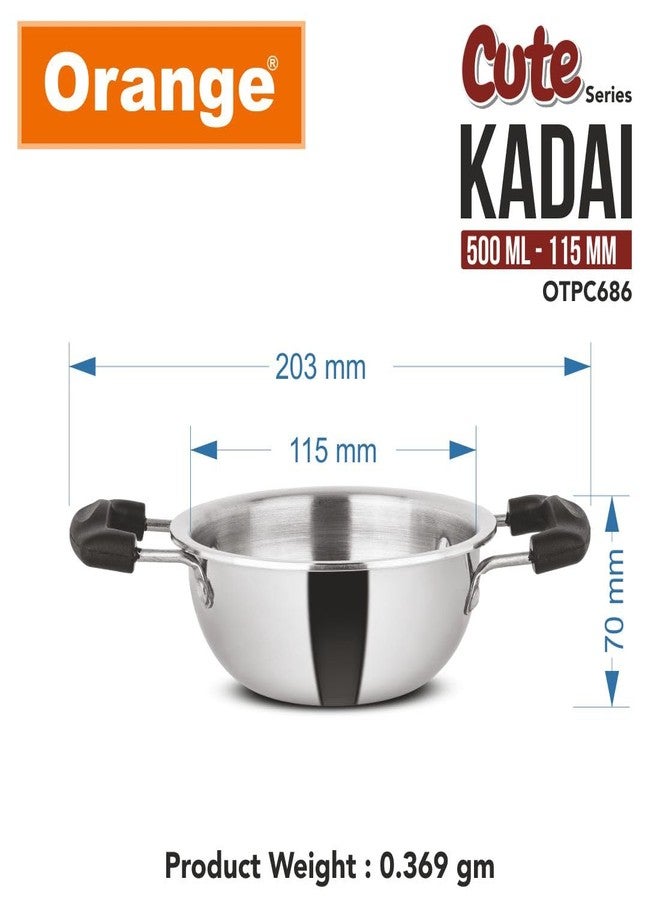 Orange Triply Cute Series Mini KadaiTadka Pan 0.5Ltr,11.5cm | Heavy Bottom| Induction Friendly|2.5mm Thickness|Cool Touch Bakelite Stainless Steel Handle | 5Year Warranty - Image 4